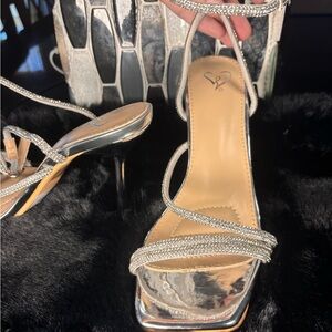 Silver Rhinestonene stiletto heel